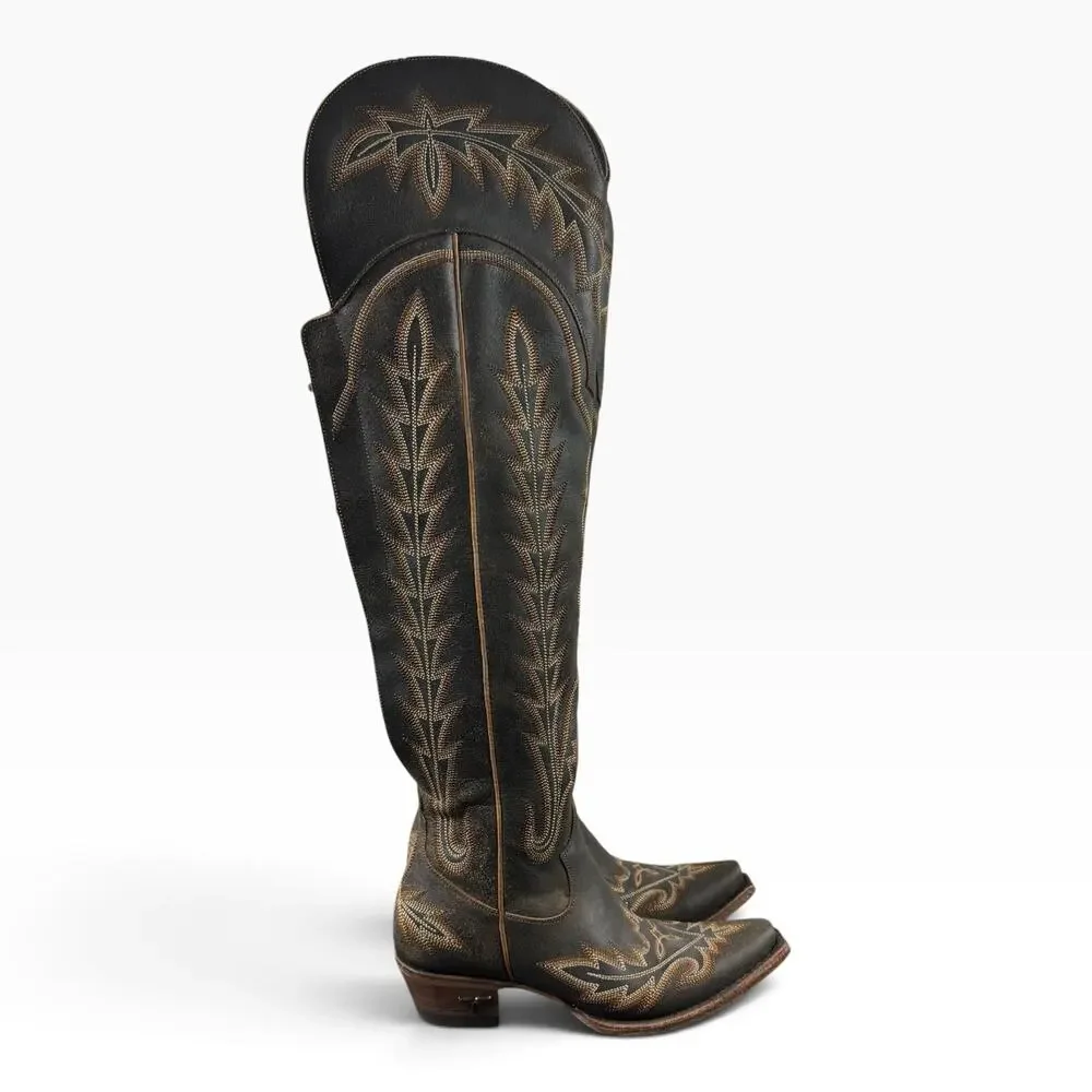 Lane Lexington OTK Womens 7.5 Over Knee Corset Western Cowboy Boots Leather